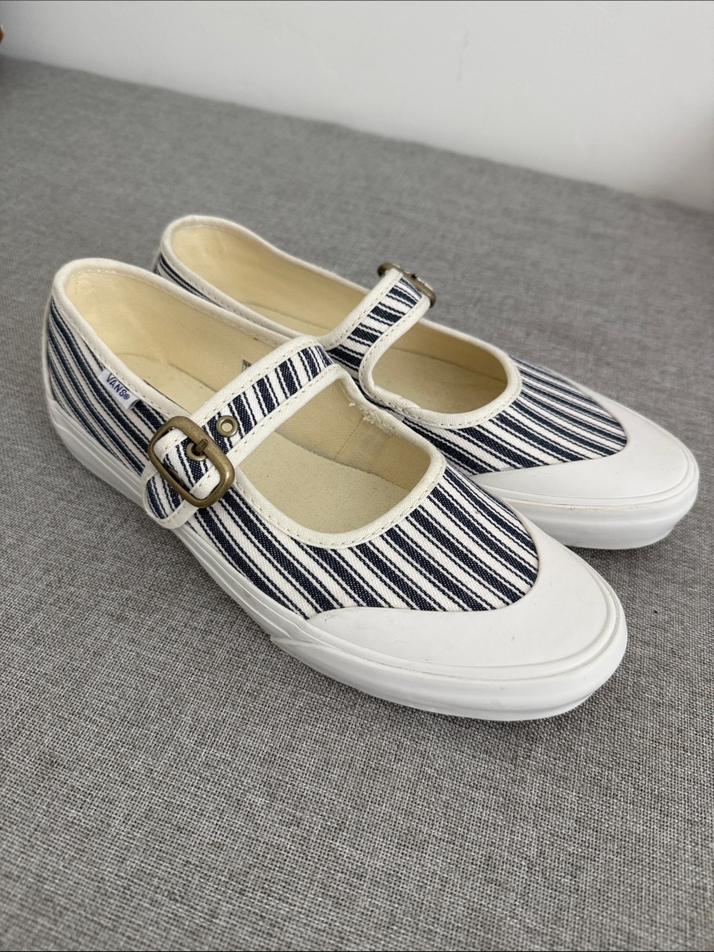 Vans Mary Jane French Rivera Egret navy striped sneakers